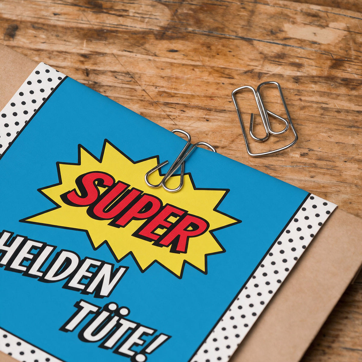 12x "Superhelden" Einladungskarten + Partytüten - Set
