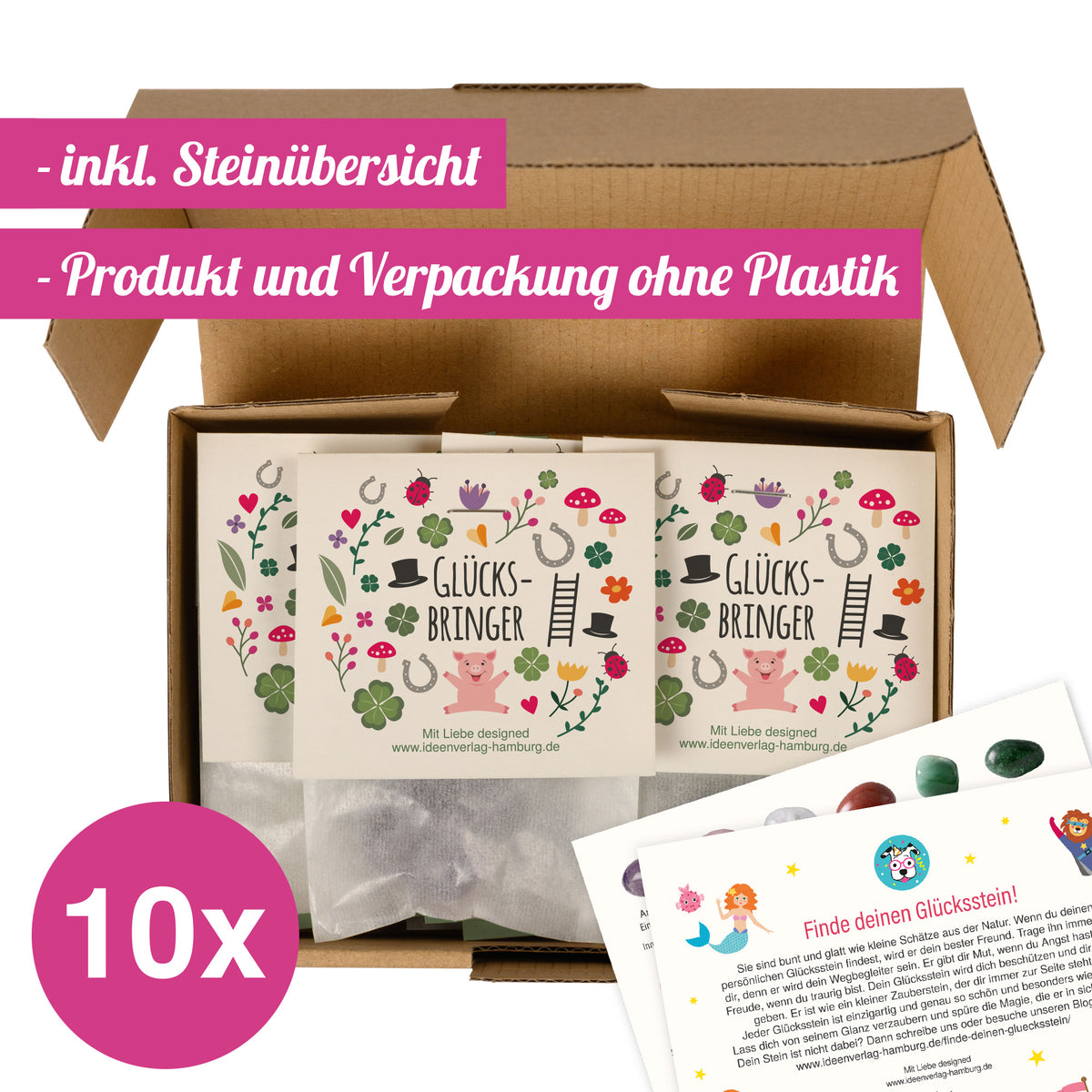 10x "Glücksbringer" Glückssteine