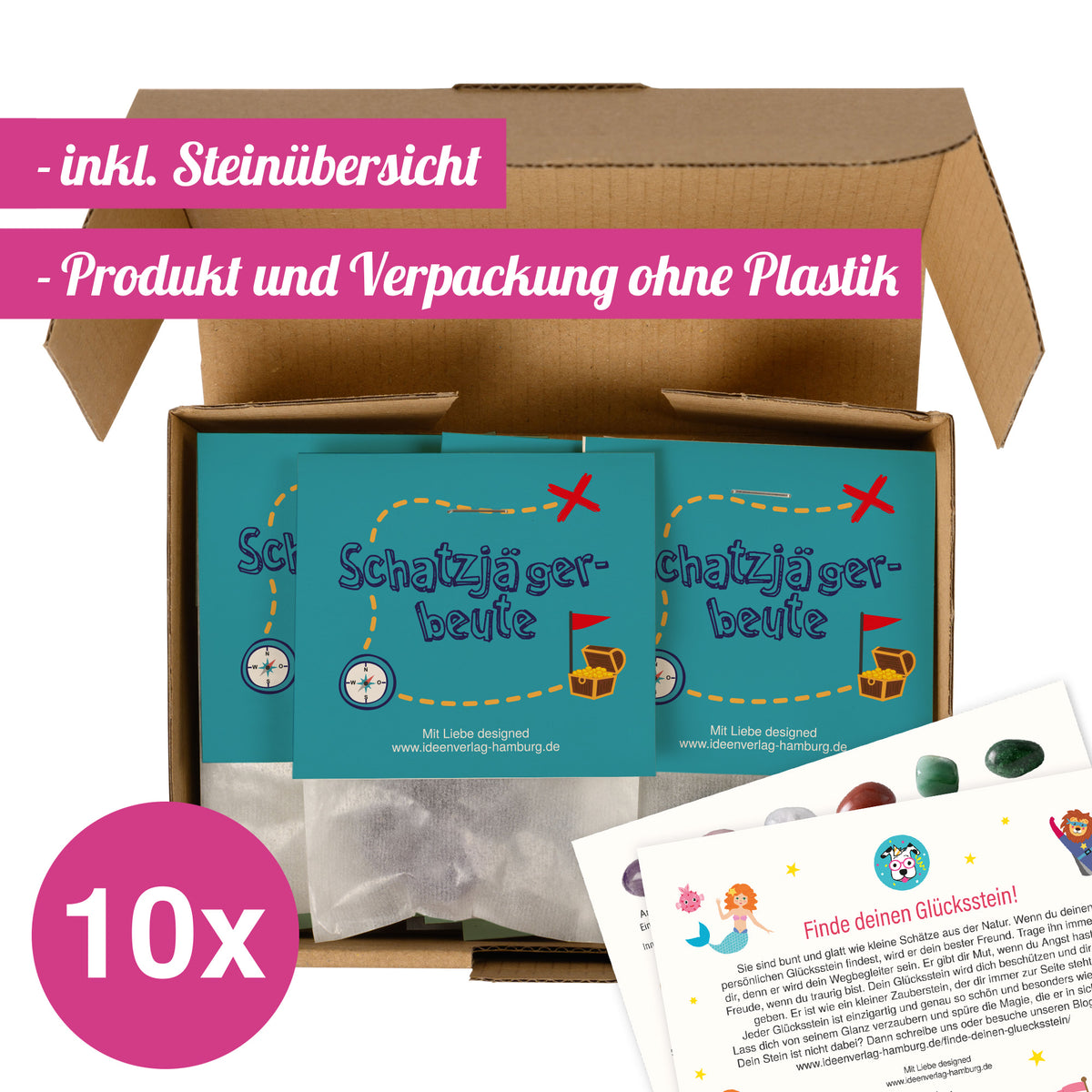 10x "Schatzsucher" Glückssteine