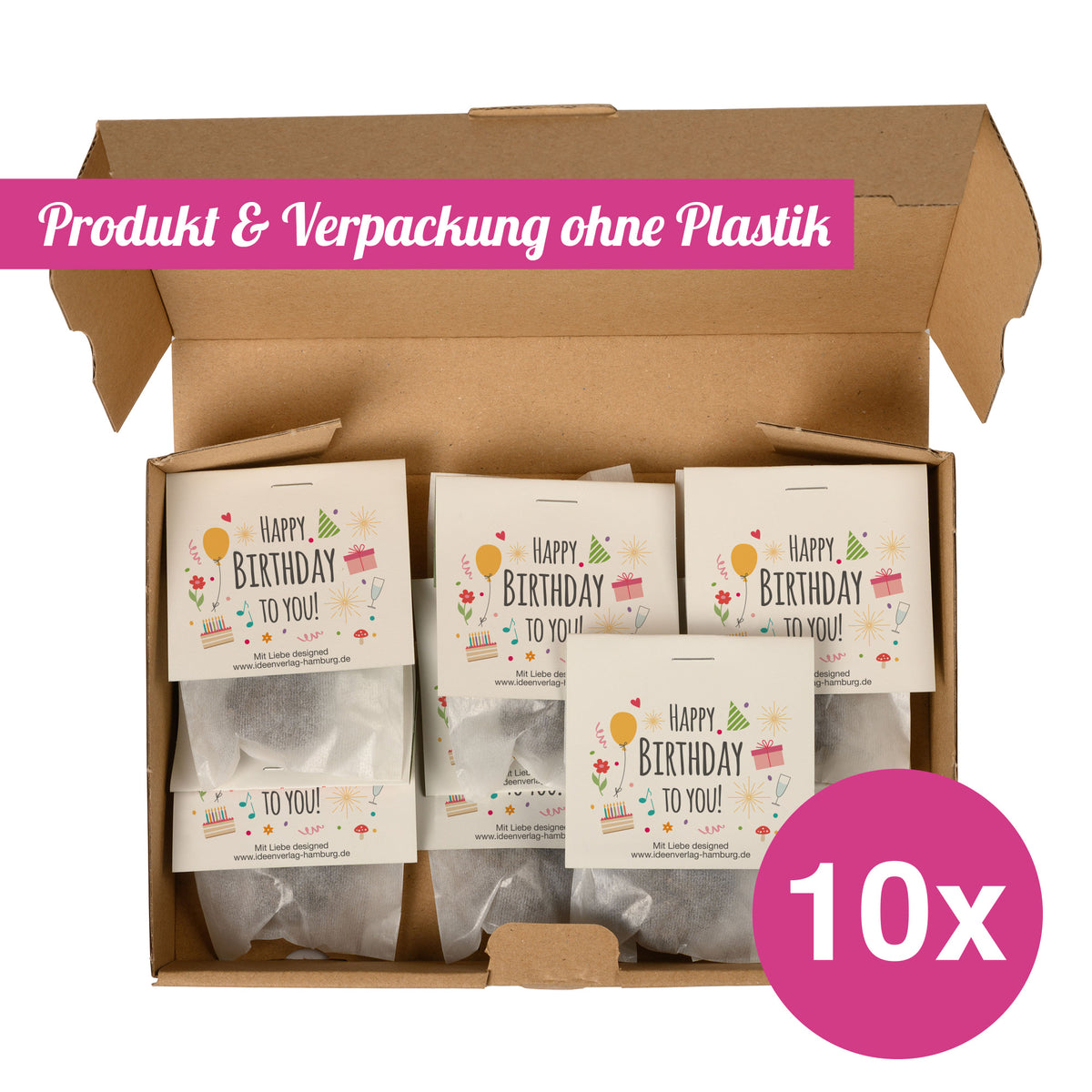 10x "Happy Birthday" Samenbomben