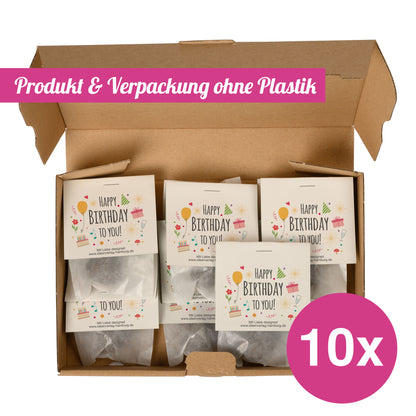 10x "Happy Birthday" Samenbomben