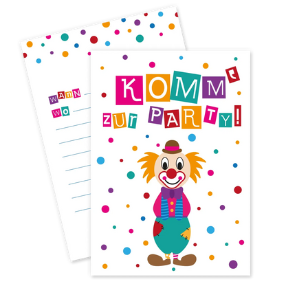 Clown_Einladungskarten_Vorder-Rueckseite_Ideenverlag-Hamburg