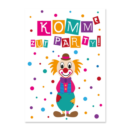 Clown_Einladungskarten_Vorderseite_Ideenverlag-Hamburg