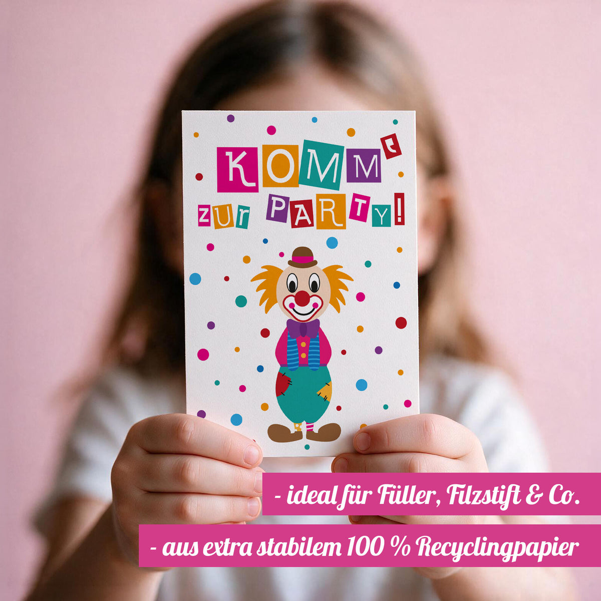 12x "Clown" Einladungskarten