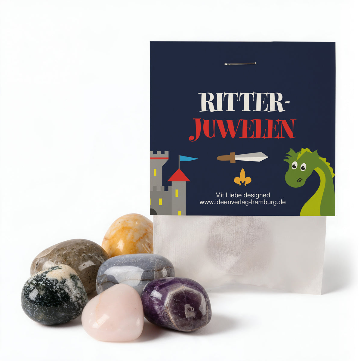 10x "Drachen / Ritter" Glückssteine