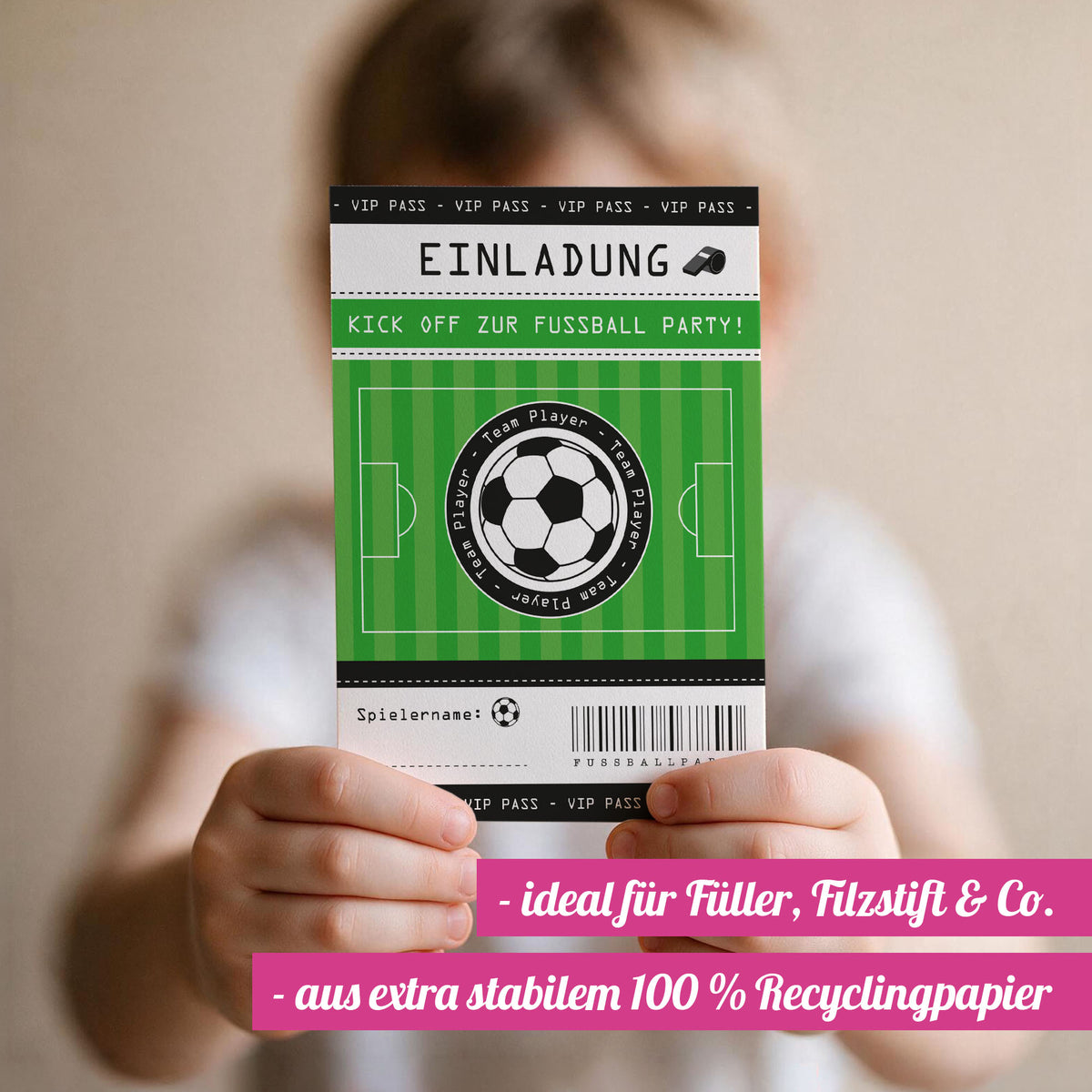 12x "Fußball" Einladungskarten + Partytüten - Set