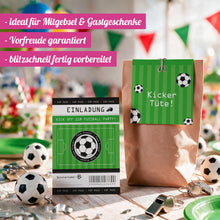 12x "Fußball" Einladungskarten + Partytüten - Set