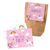 12x "Einhorn / Märchen" Einladungskarten + Partytüten - Set