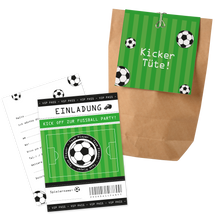 12x "Fußball" Einladungskarten + Partytüten - Set