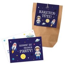 12x "Weltraum" Einladungskarten + Partytüten - Set