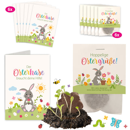 6x "Hoppelige Ostergrüße" + Geschenkkarten
