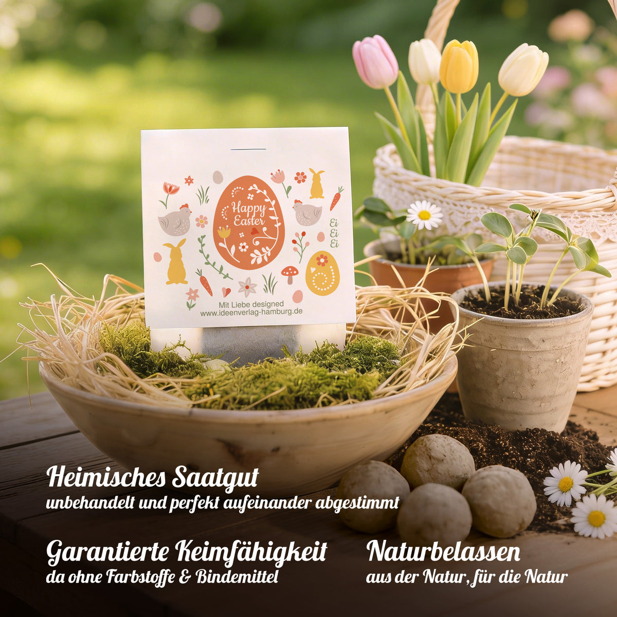 4x "Happy Easter" Samenbomben