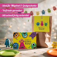 12x "Monster" Einladungskarten + Partytüten - Set