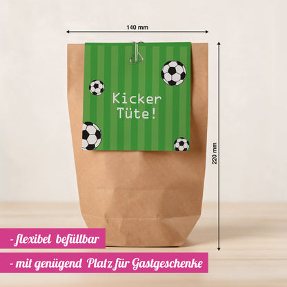 12x "Fußball" Einladungskarten + Partytüten - Set