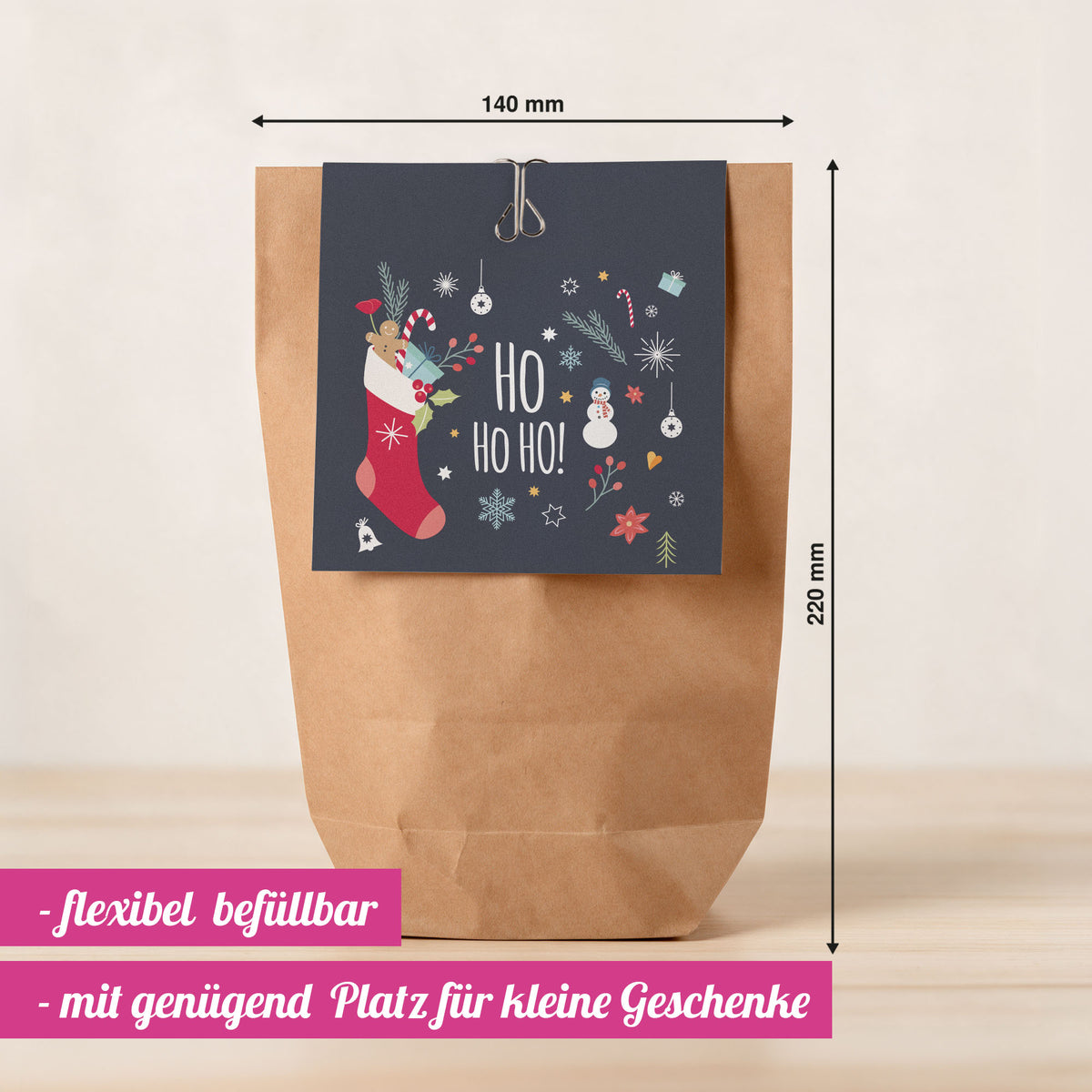 12x "Ho Ho Ho" Geschenktüten - Set