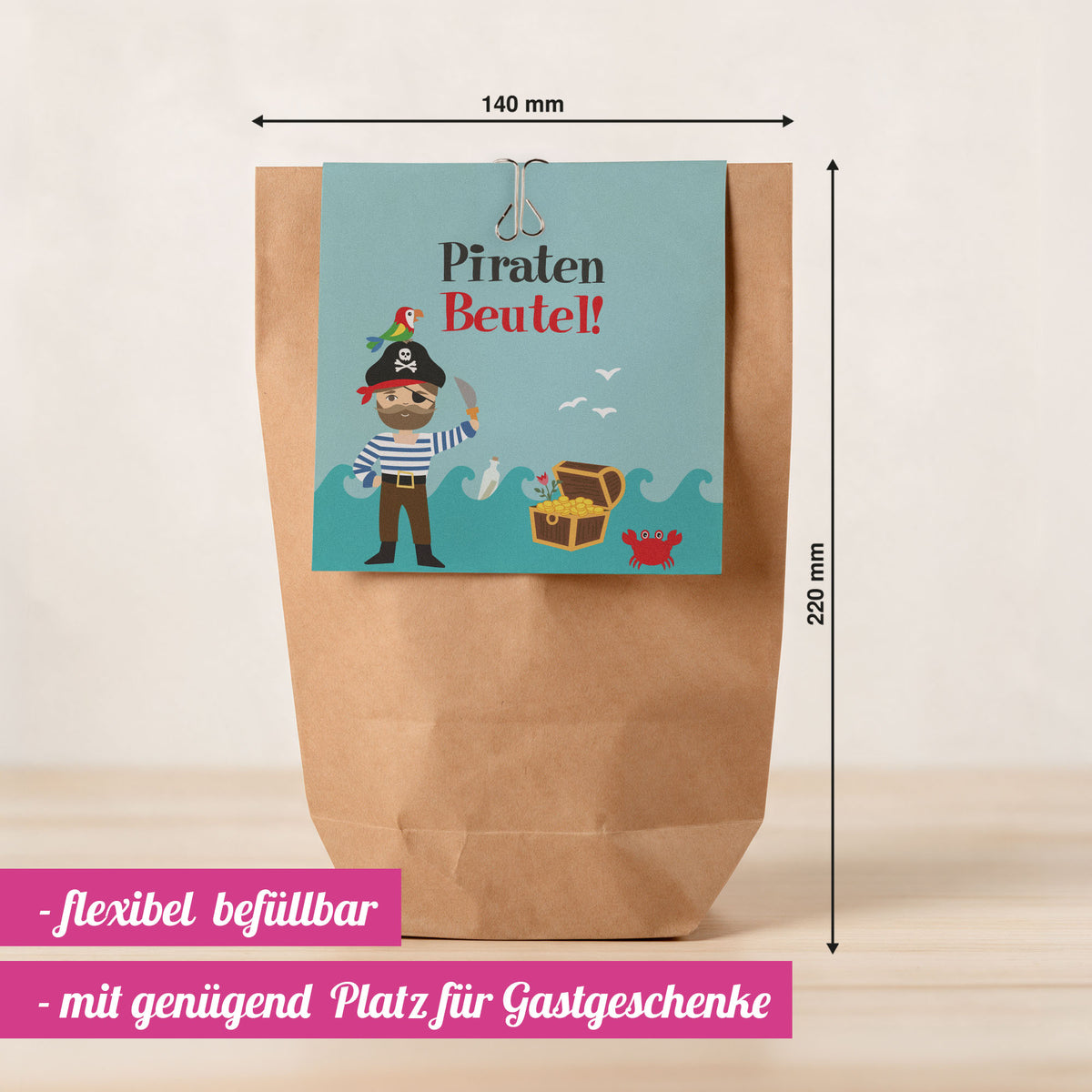 12x "Piraten" Einladungskarten + Partytüten - Set