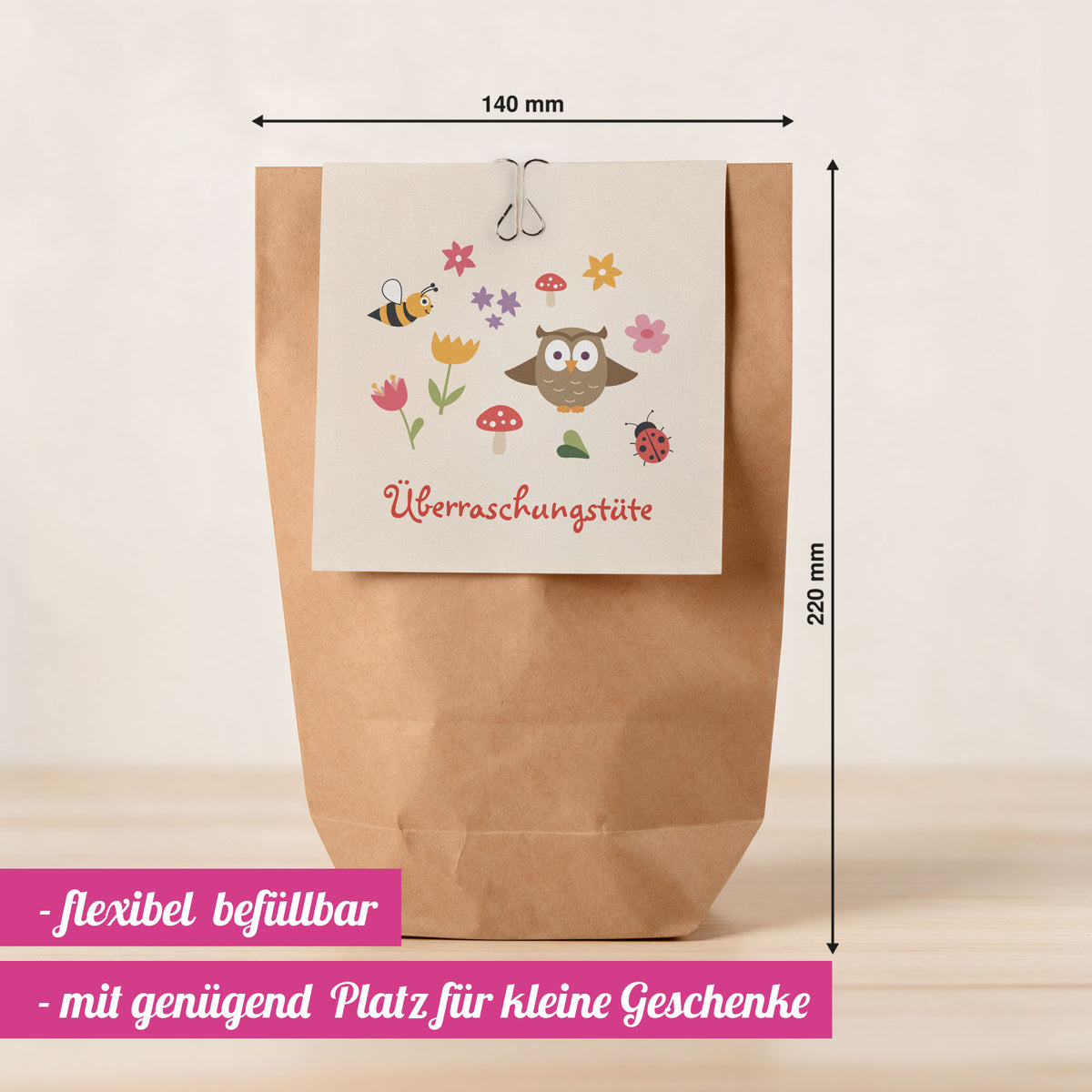 12x "Blumenwiesen" Einladungskarten + Partytüten - Set