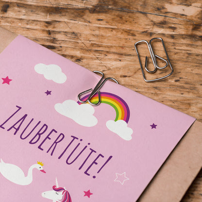 12x "Einhorn / Märchen" Einladungskarten + Partytüten - Set