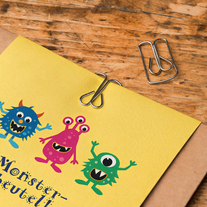 12x "Monster" Einladungskarten + Partytüten - Set