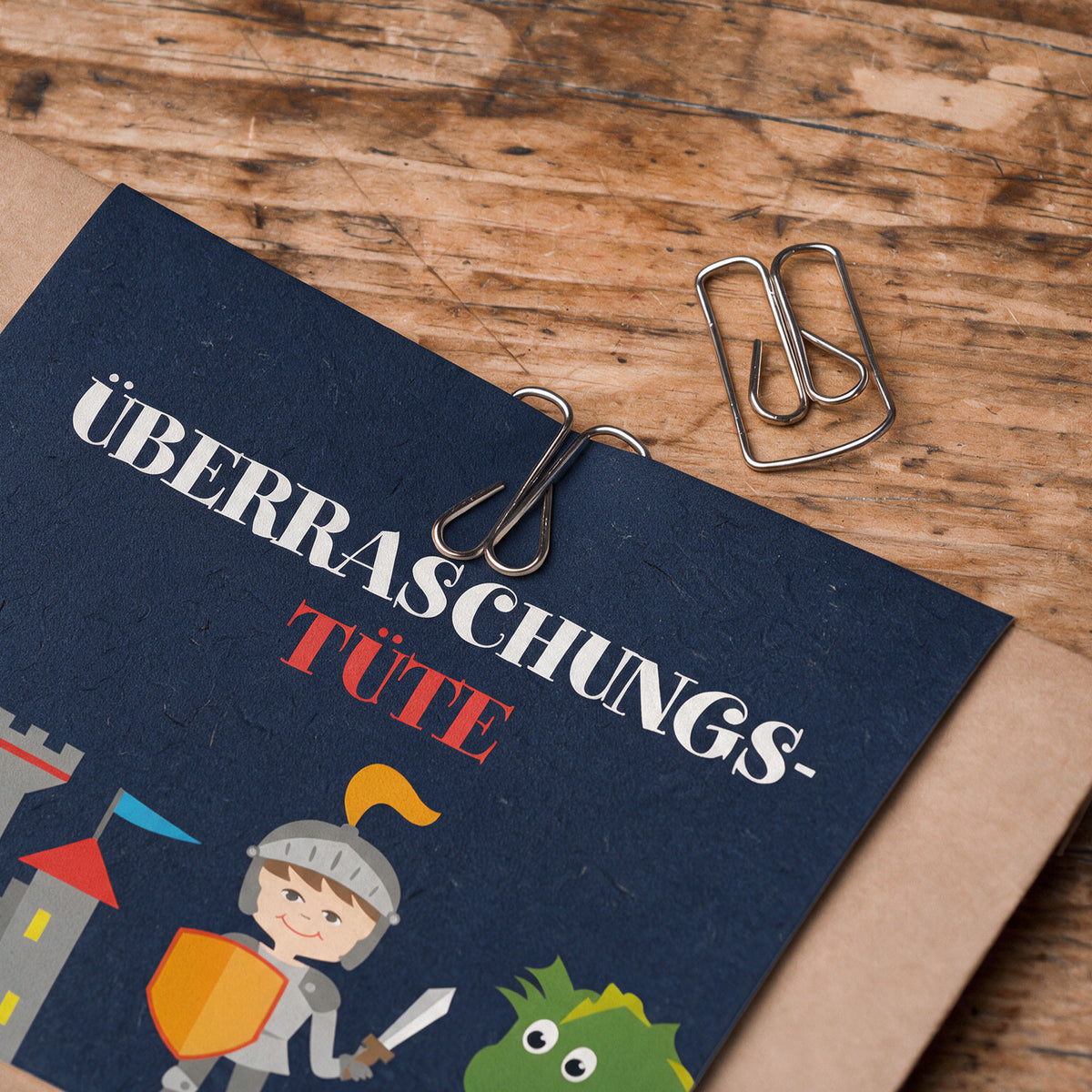 12x "Drachen / Ritter" Einladungskarten + Partytüten - Set