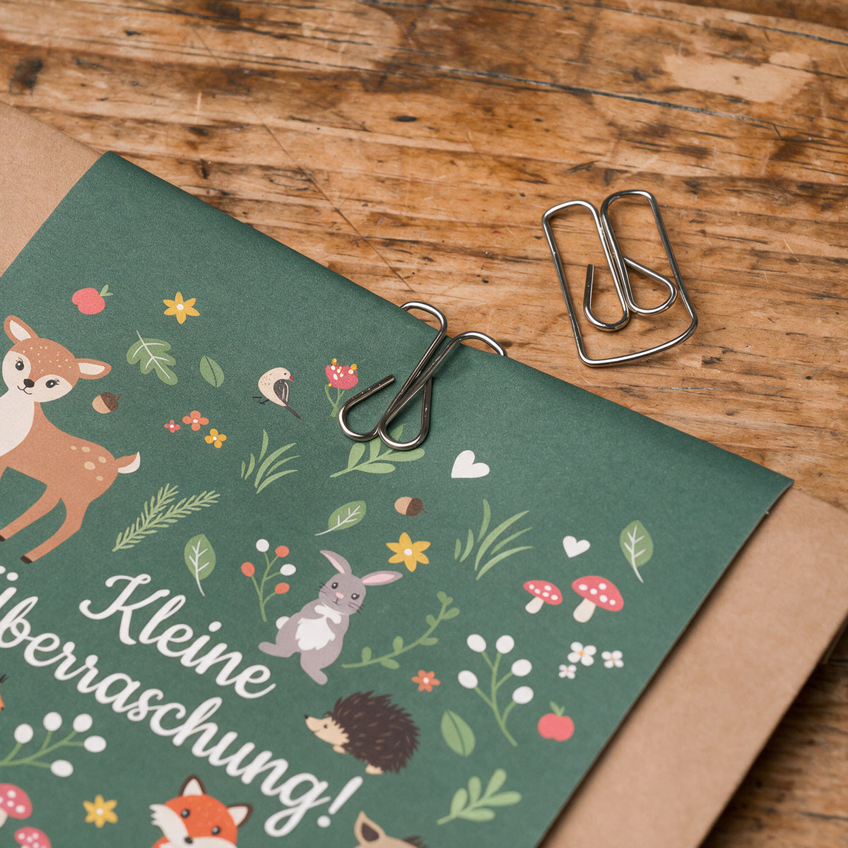 12x "Waldtiere" Einladungskarten + Partytüten - Set
