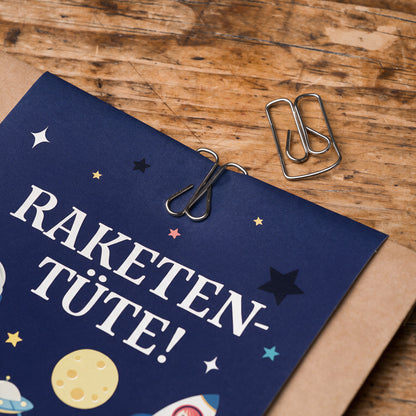12x "Weltraum" Einladungskarten + Partytüten - Set