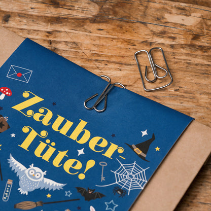 12x "Zaubereule" Einladungskarten + Partytüten - Set