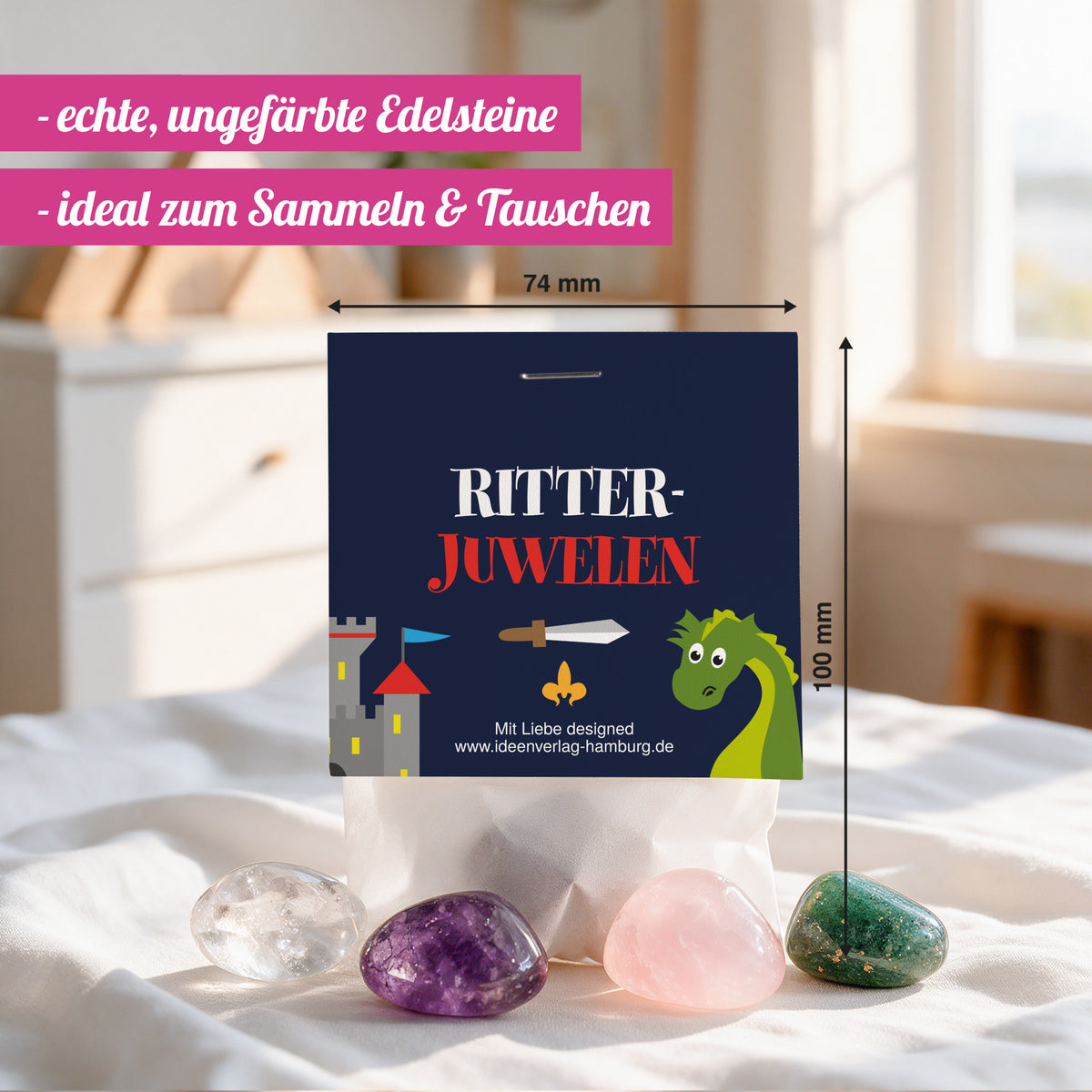 10x "Drachen / Ritter" Glückssteine