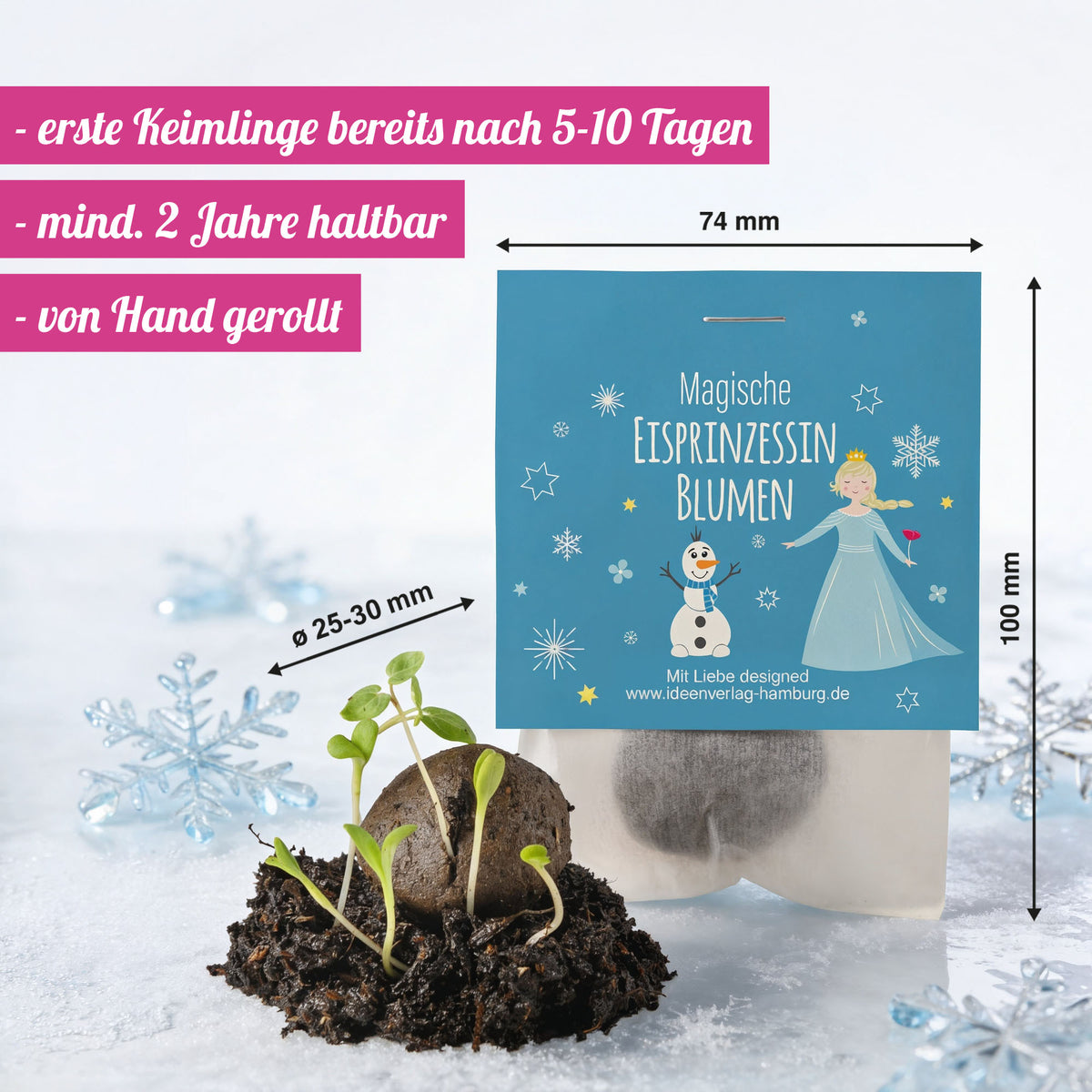 10x "Eisprinzessin" Winter-Samenbomben