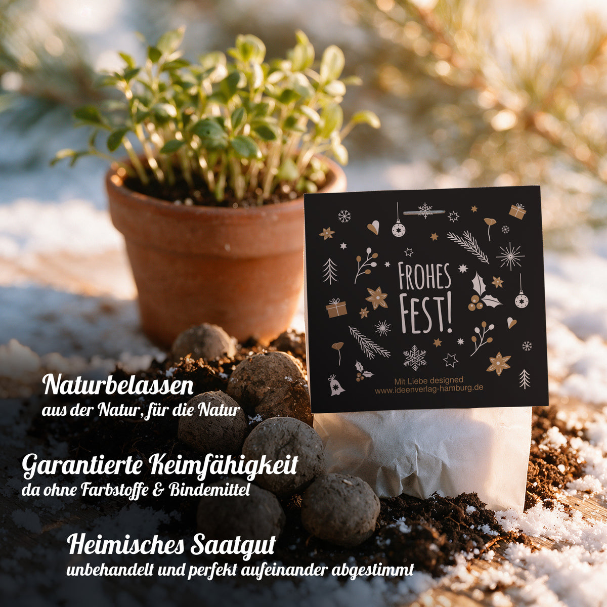 1x "Frohes Fest" Winter-Samenbombe