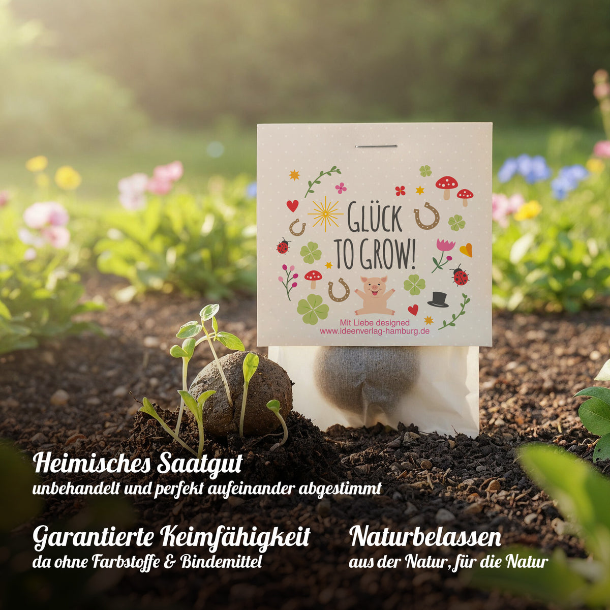 1x "Glück to grow" Samenbombe