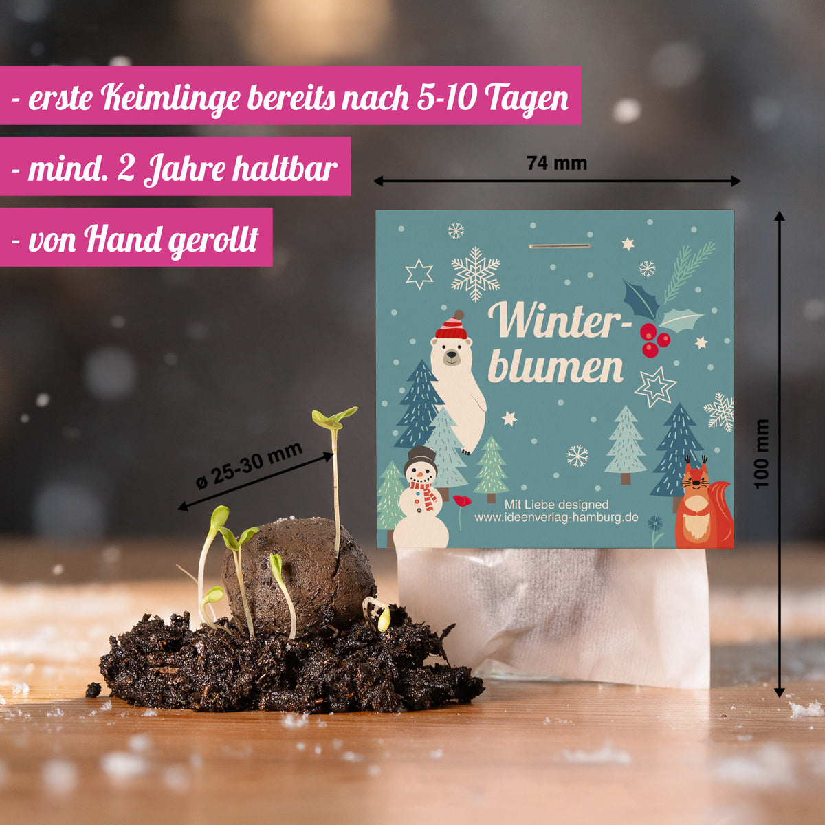 1x "Winterblumen" Winter-Samenbombe