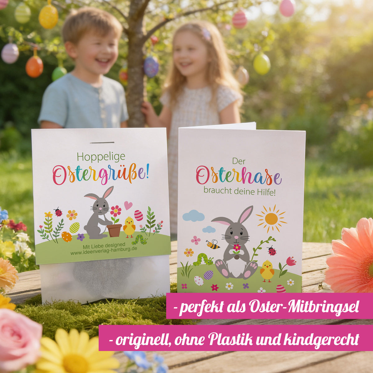 6x "Hoppelige Ostergrüße" + Geschenkkarten