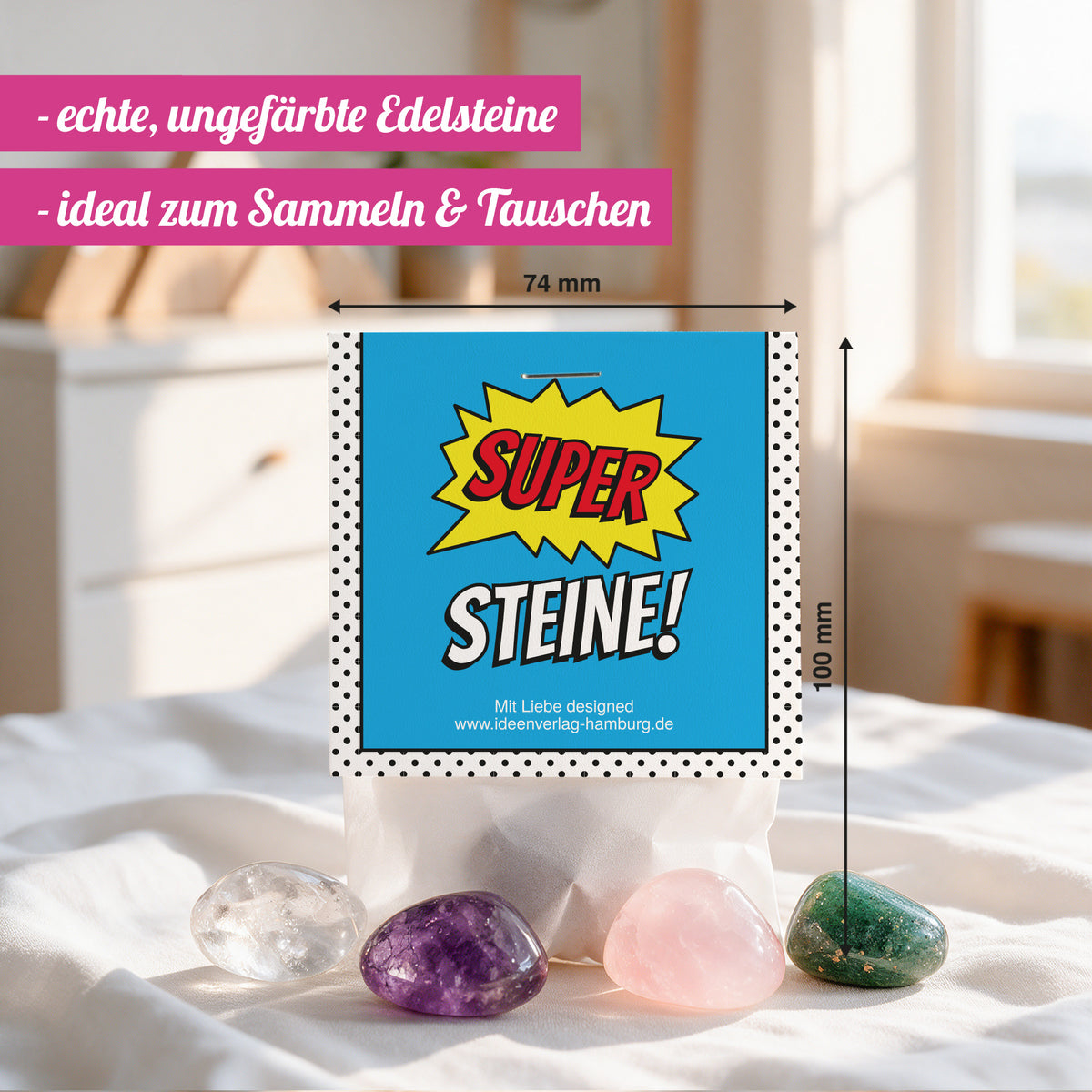 10x "Superhelden" Glückssteine