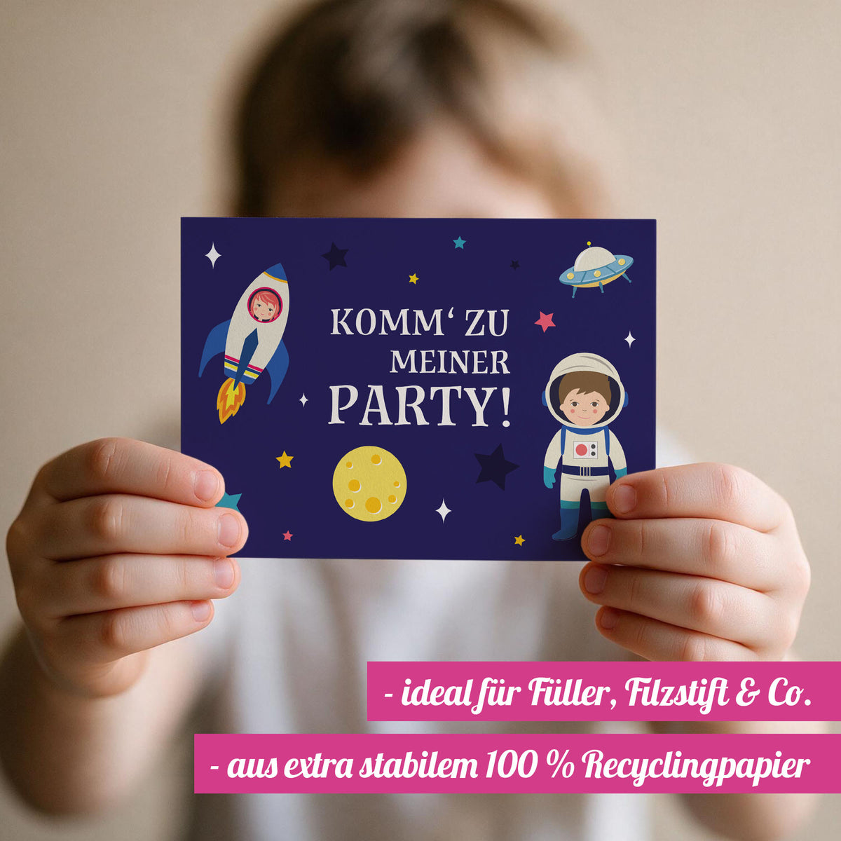12x "Weltraum" Einladungskarten