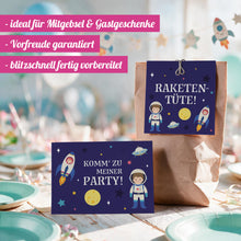 12x "Weltraum" Einladungskarten + Partytüten - Set