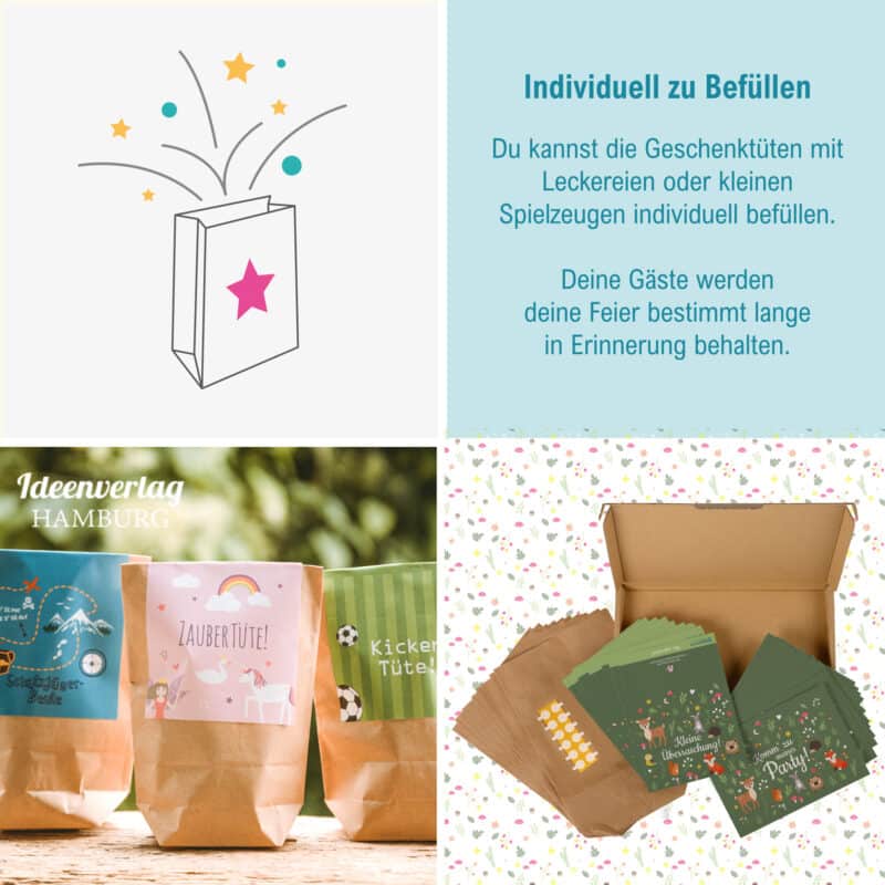 100 Stück Fußball-Partytüten 17x25 Cm – Plastiktüten Mit Griff Für Mottoparty & Geschenke