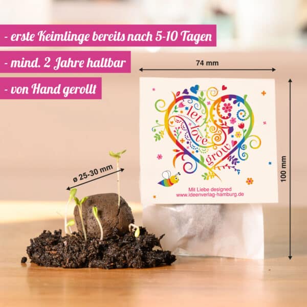 10x "Let love grow" Samenbomben